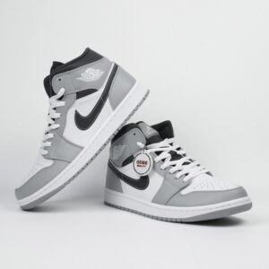 Nike Air Jordan 1 Mid Light Smoke Grey Anthracite White Grey Black Authentic