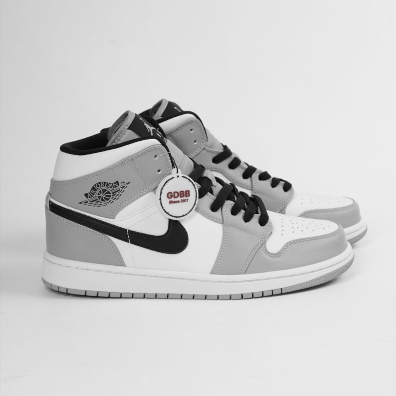 Nike Air Jordan 1 Mid Light Smoke Grey White Black Authentic