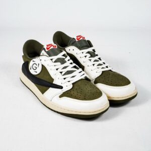 Sepatu Nike Air Jordan 1 Low x Travis Scott Medium Olive Green