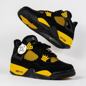 Sepatu Nike Air Jordan 4 Retro Black Thunder Yellow Sneakers Authentic