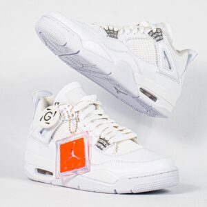 Sepatu Nike Air Jordan 4 Retro Pure Money Allwhite Sneakers Authentic