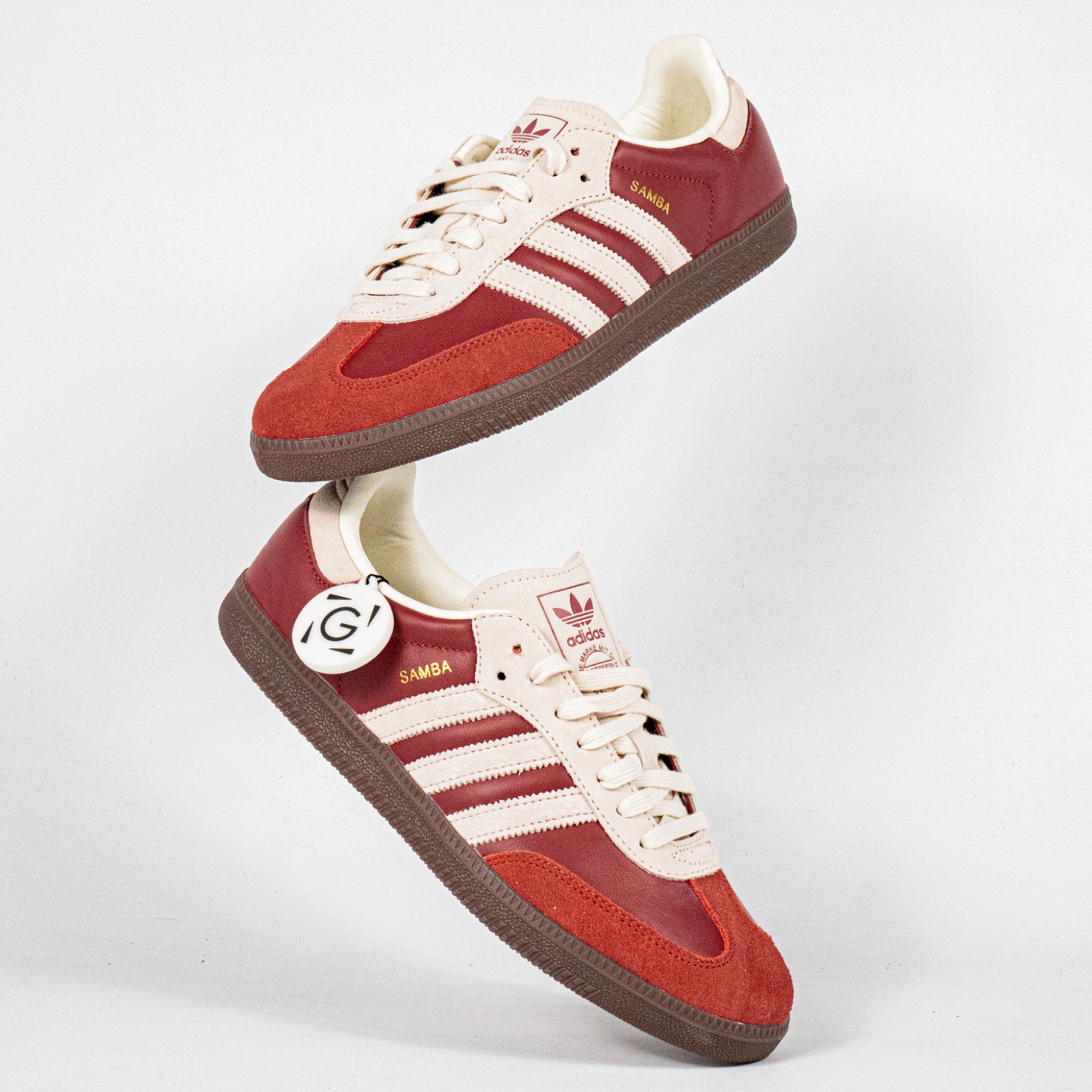Sepatu Samba OG Preloved Ruby Red Cream White Sneakers Authentic - Image 5