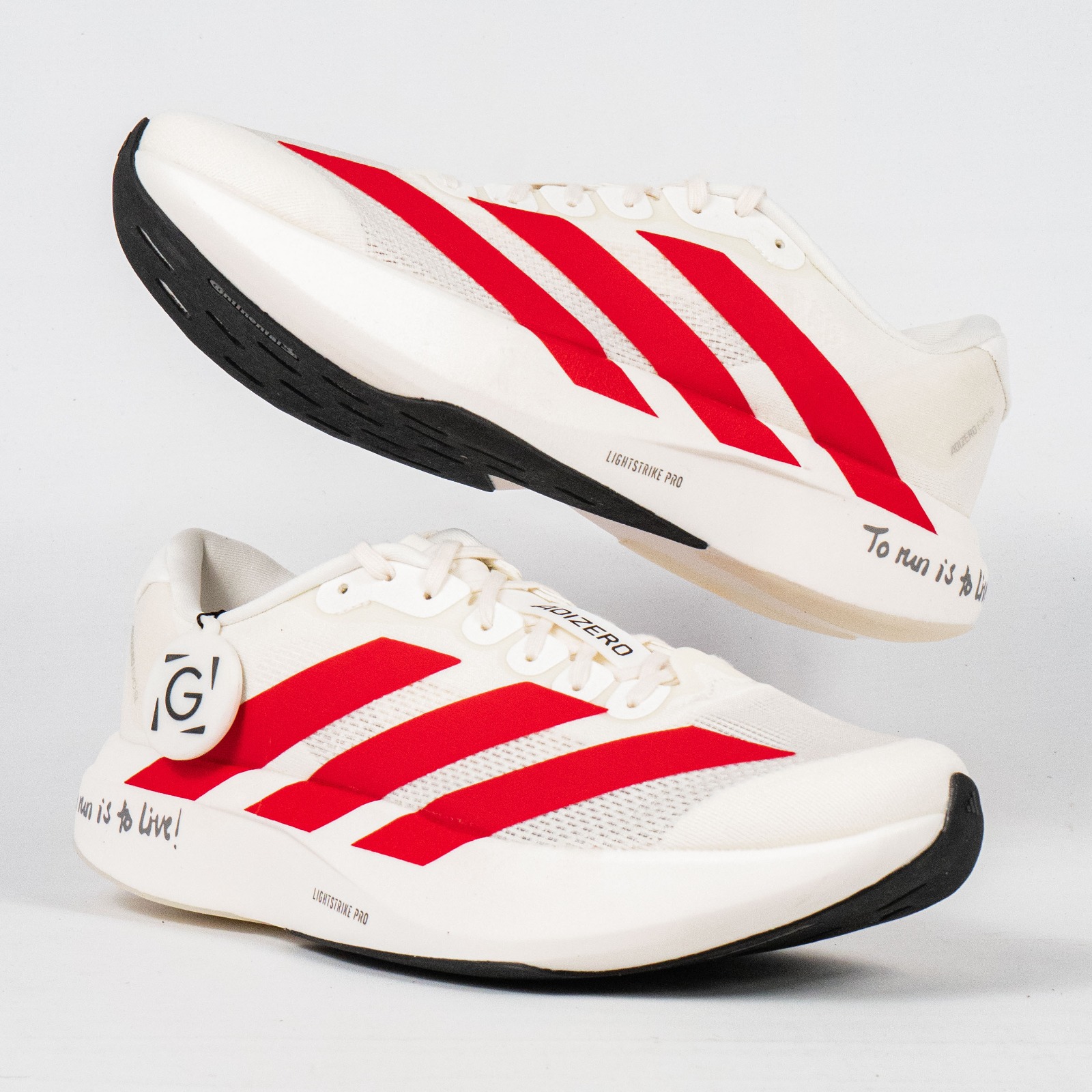 Sepatu Adizero EVO SL White Red To Run is To Live Sneakers Authentic