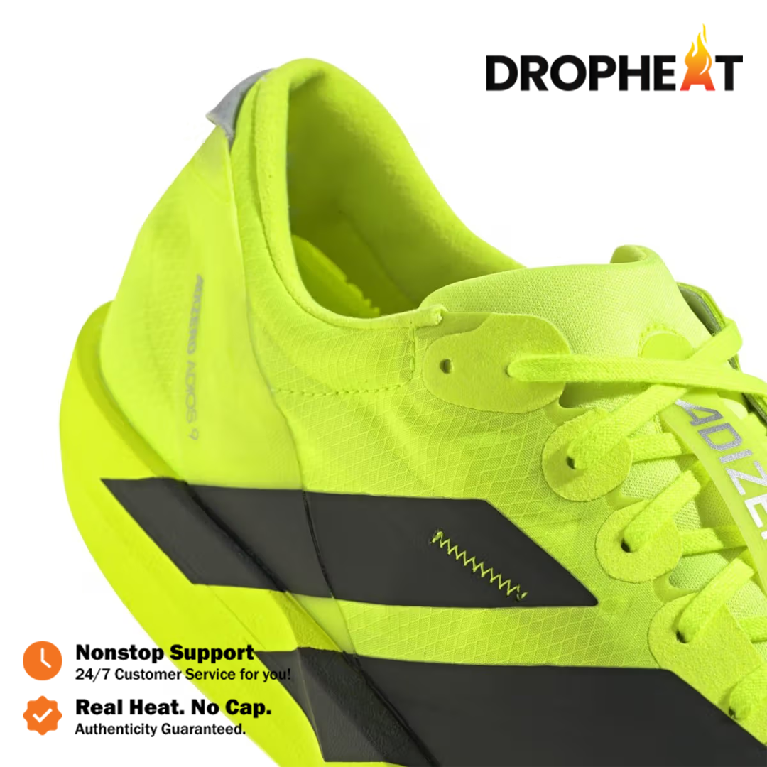 Sepatu Adidas Adizero Adios 9 Lucid Lemon Black Sneakers Authentic - Image 4
