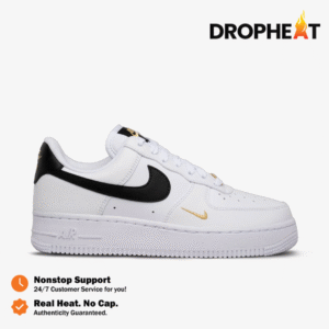 Nike Air Force 1 Low 07 Essentials White Black Gold Mini Swoosh Authentic
