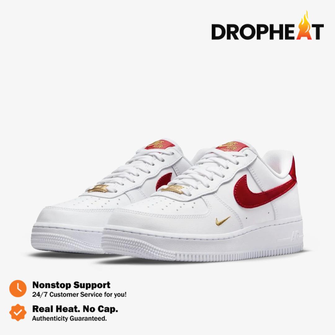 Sepatu Casual Nike Air Force 1 Low White Gym Red Mini Swoosh Authentic - Image 4