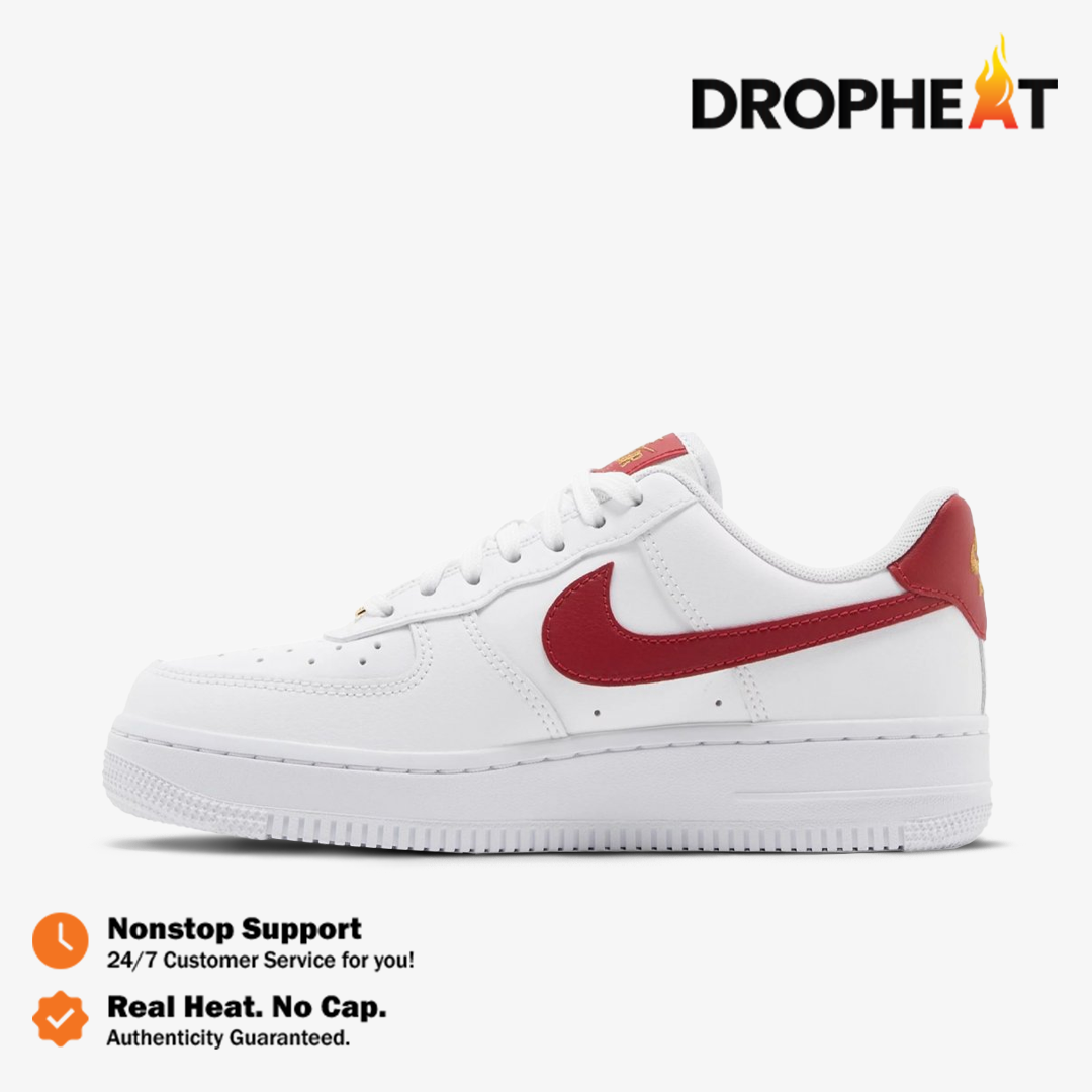 Sepatu Casual Nike Air Force 1 Low White Gym Red Mini Swoosh Authentic - Image 2