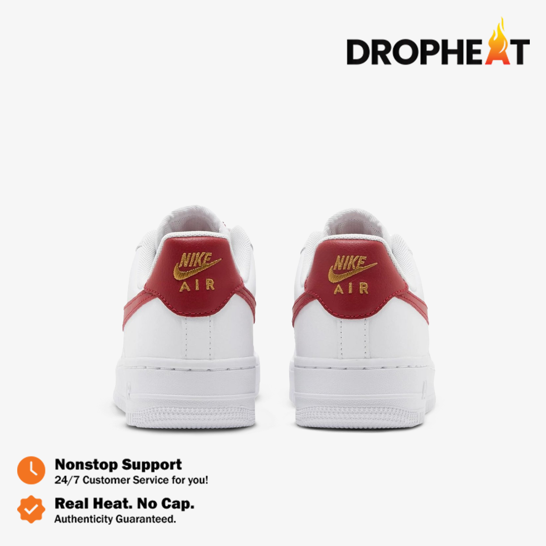 Sepatu Casual Nike Air Force 1 Low White Gym Red Mini Swoosh Authentic - Image 5