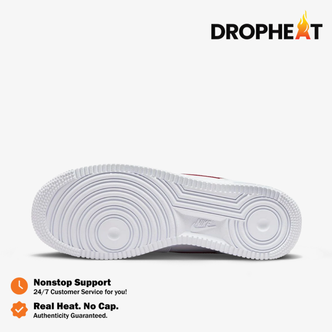 Sepatu Casual Nike Air Force 1 Low White Gym Red Mini Swoosh Authentic - Image 3