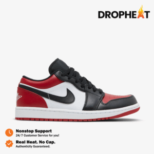 Nike Air Jordan 1 Low Bred Toe 2021 Black White Red Authentic