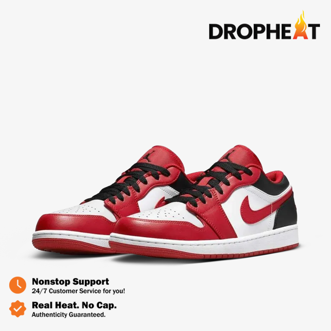 Nike Air Jordan 1 Low Red Bulls Chicago Bulls Black Red White Authentic - Image 4