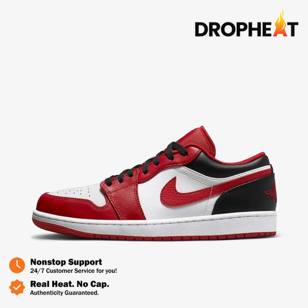 Nike Air Jordan 1 Low Red Bulls Chicago Bulls Black Red White Authentic - Image 2