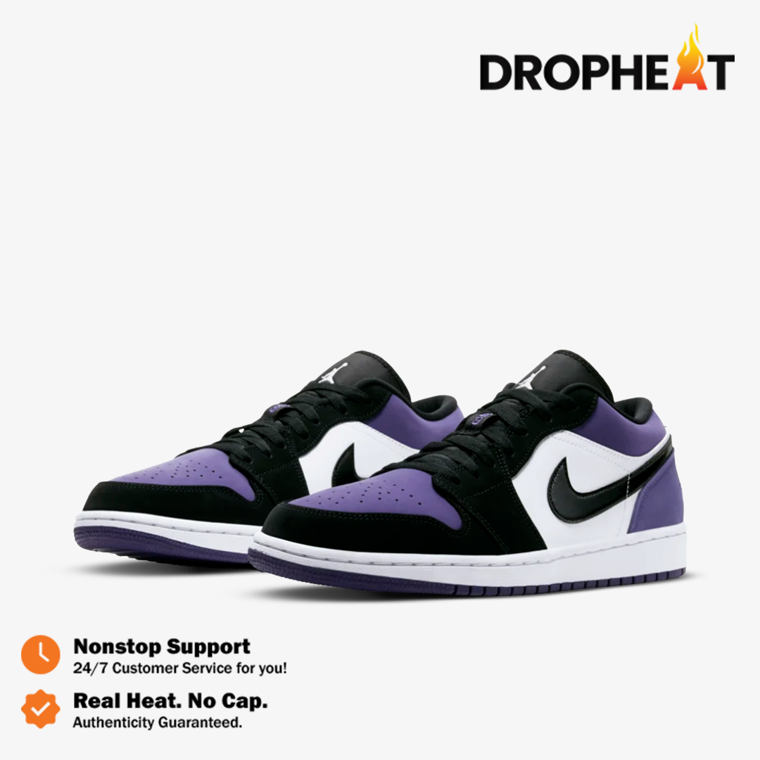 Nike Air Jordan 1 Low Court Purple Black White Authentic - Image 4