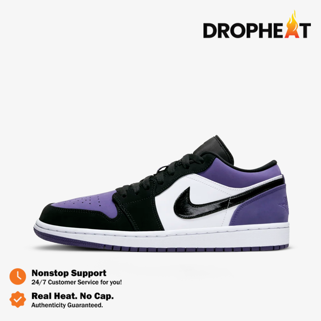 Nike Air Jordan 1 Low Court Purple Black White Authentic - Image 2
