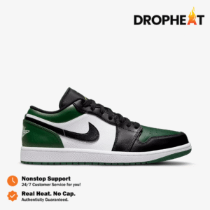 Nike Air Jordan 1 Low Black Green Toe Green Black White Authentic