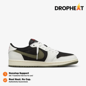 Nike Air Jordan 1 Low x Travis Scott Olive Green White Black Authentic