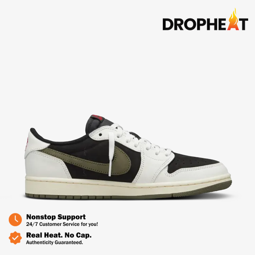 Nike Air Jordan 1 Low x Travis Scott Olive Green White Black Authentic