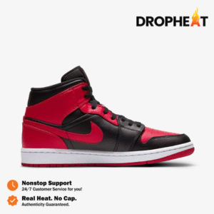 Nike Air Jordan 1 Mid Banned Bred 2020 Black Red White Authentic