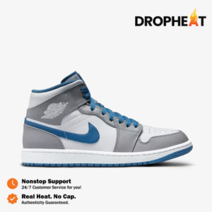 Nike Air Jordan 1 Mid True Blue Grey White Authentic