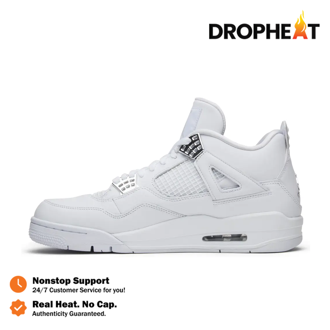 Sepatu Nike Air Jordan 4 Retro Pure Money Allwhite Sneakers Authentic - Image 2