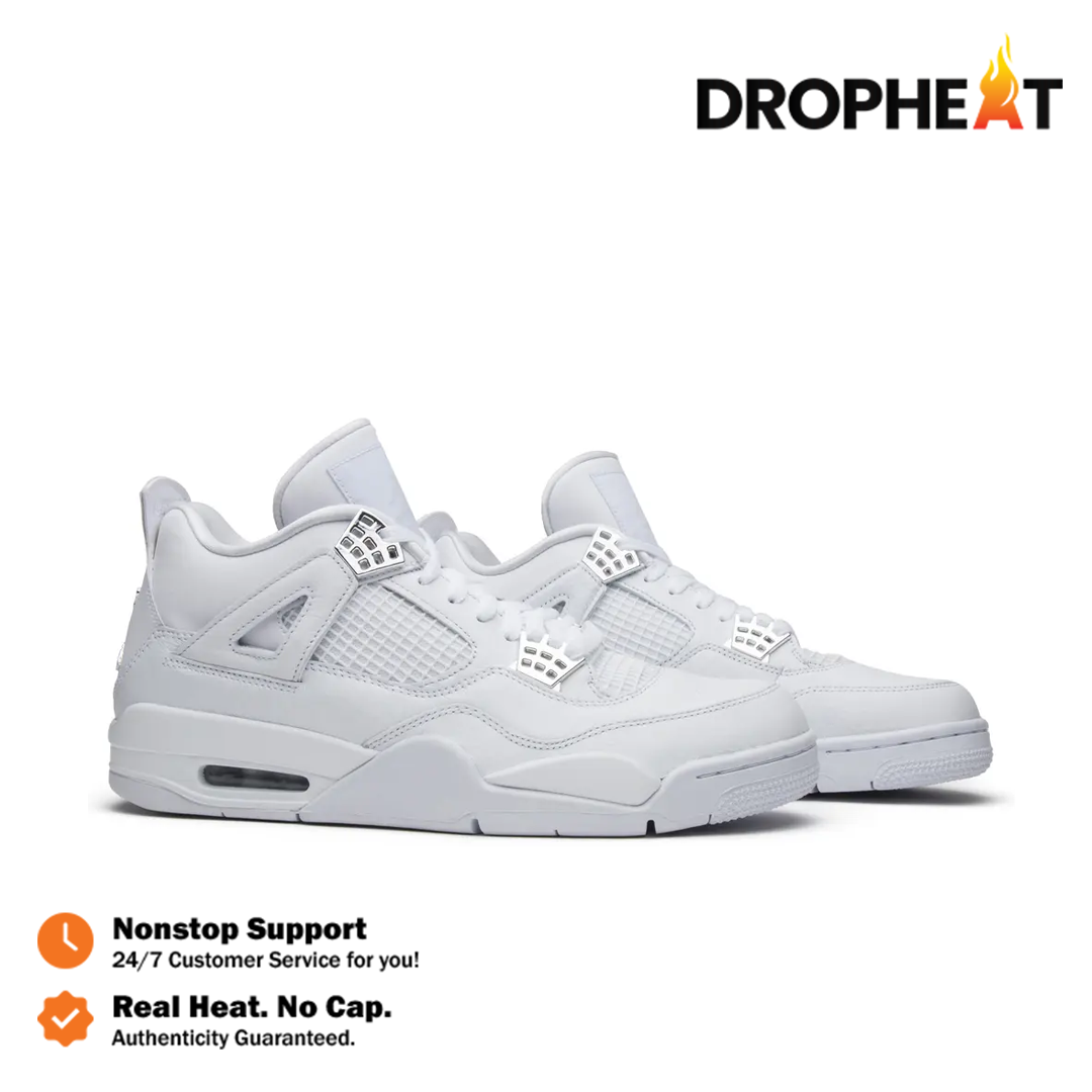 Sepatu Nike Air Jordan 4 Retro Pure Money Allwhite Sneakers Authentic - Image 4