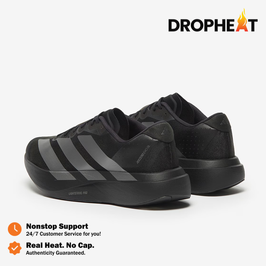 Sepatu Adizero EVO SL Black Silver Iron Metallic Sneakers Authentic - Image 4