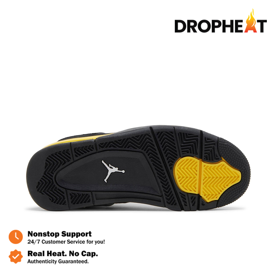 Sepatu Nike Air Jordan 4 Retro Black Thunder Yellow Sneakers Authentic - Image 3