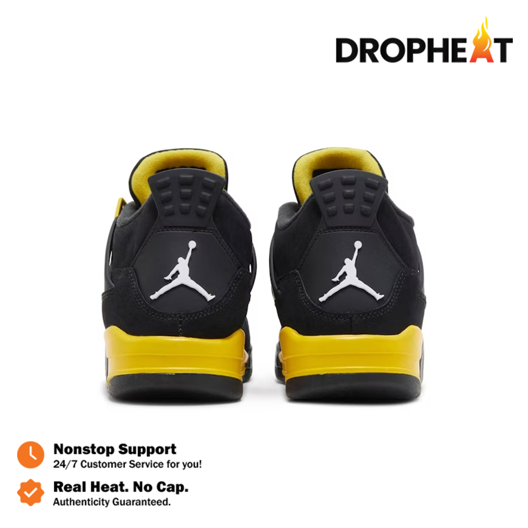 Sepatu Nike Air Jordan 4 Retro Black Thunder Yellow Sneakers Authentic - Image 5