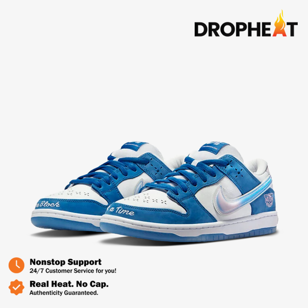Nike SB Dunk Low Born Raised One Block At A Time Blue White Authentic - Image 4