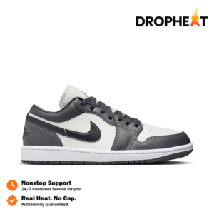 Sepatu Nike Air Jordan 1 Low Dark Grey White Off Noir Authentic Sneakers