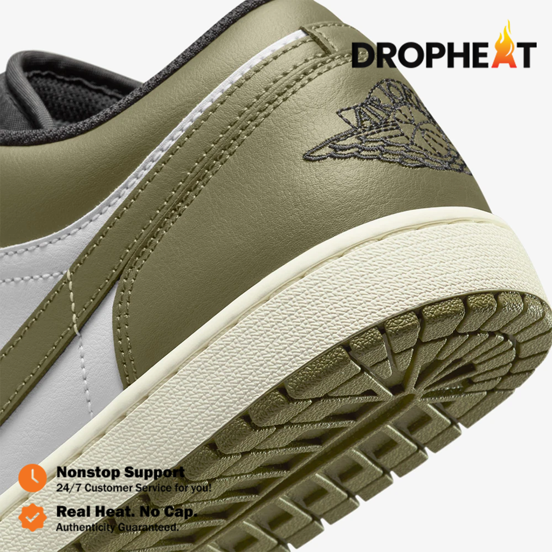 Sepatu Nike Air Jordan 1 Low Medium Olive Black Sneakers Authentic - Image 4