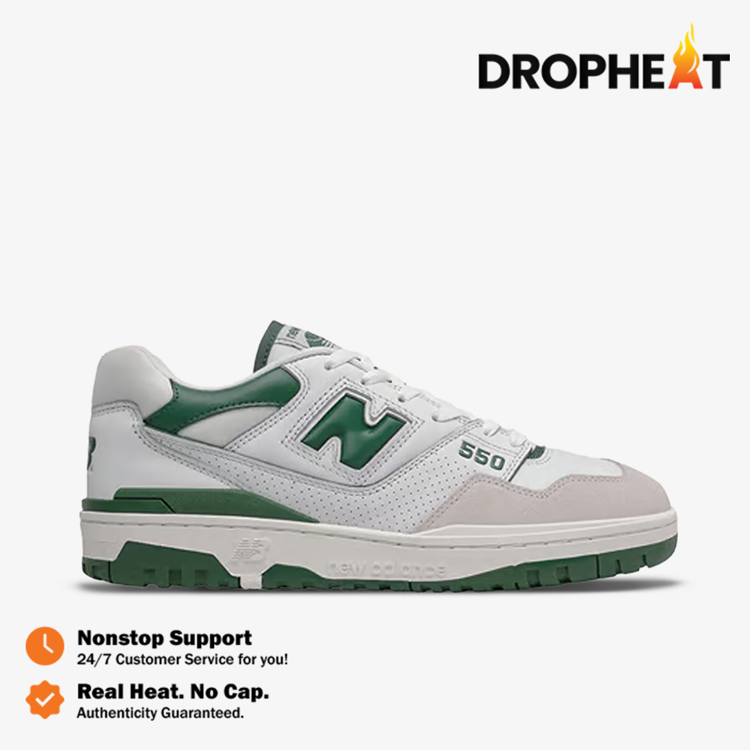 New Balance 550 NB 550 White Green White and Green Authentic