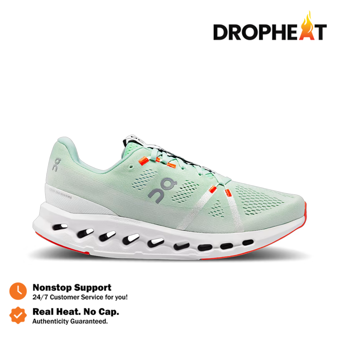 Sepatu On Running On Cloudsurfer Creek White Green Sneakers Authentic