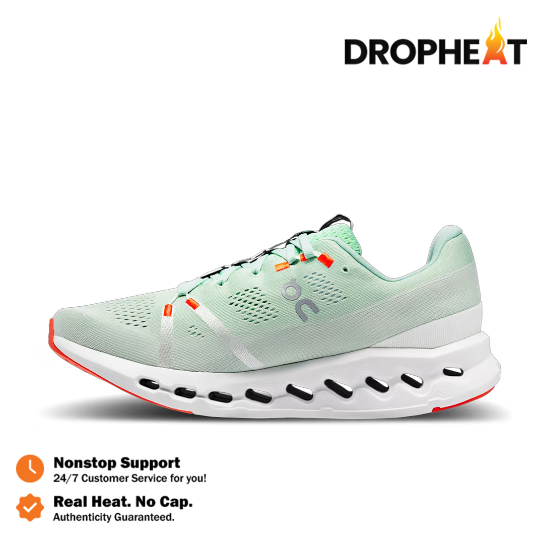 Sepatu On Running On Cloudsurfer Creek White Green Sneakers Authentic - Image 2