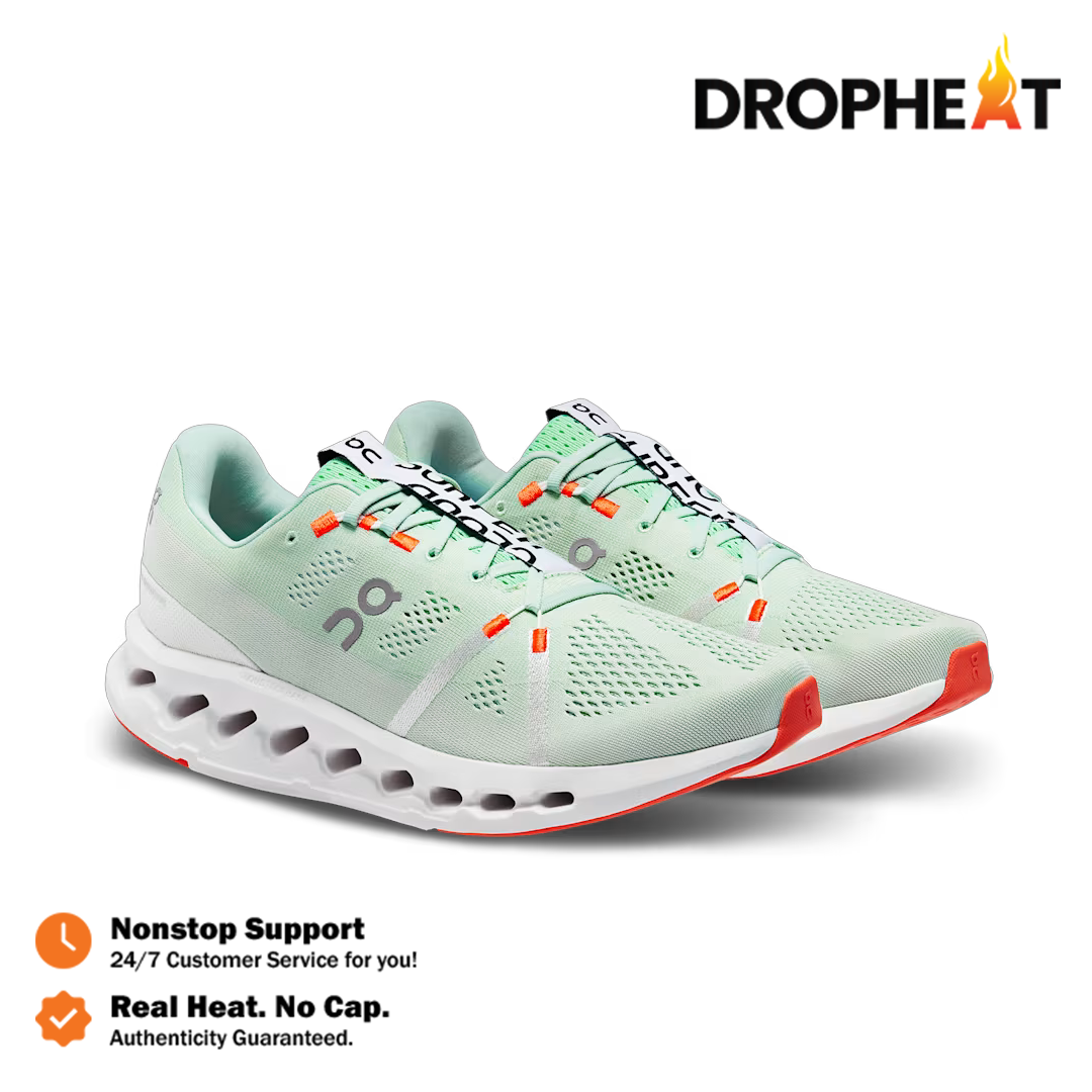 Sepatu On Running On Cloudsurfer Creek White Green Sneakers Authentic - Image 3