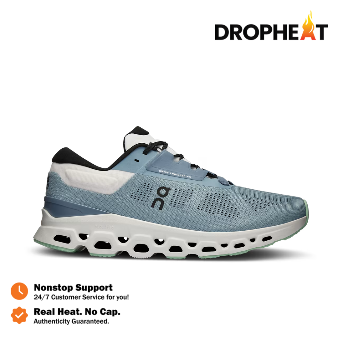 Sepatu On Running On Cloudstratus 3 Wash Metal Blue Sneakers Authentic