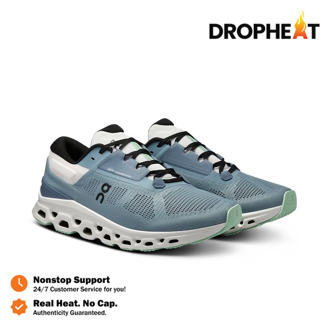 Sepatu On Running On Cloudstratus 3 Wash Metal Blue Sneakers Authentic - Image 4
