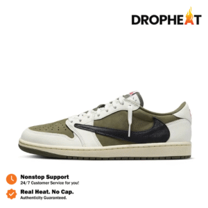 Sepatu Nike Air Jordan 1 Low x Travis Scott Medium Olive Green