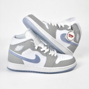 Nike Air Jordan 1 Mid White Wolf Grey Alumunium Grey White Authentic