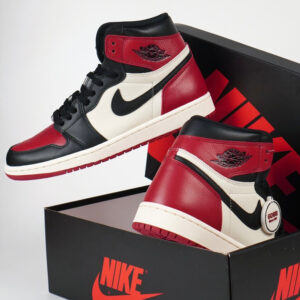 Nike Air Jordan 1 Retro High OG Bred Toe Black White Red Authentic