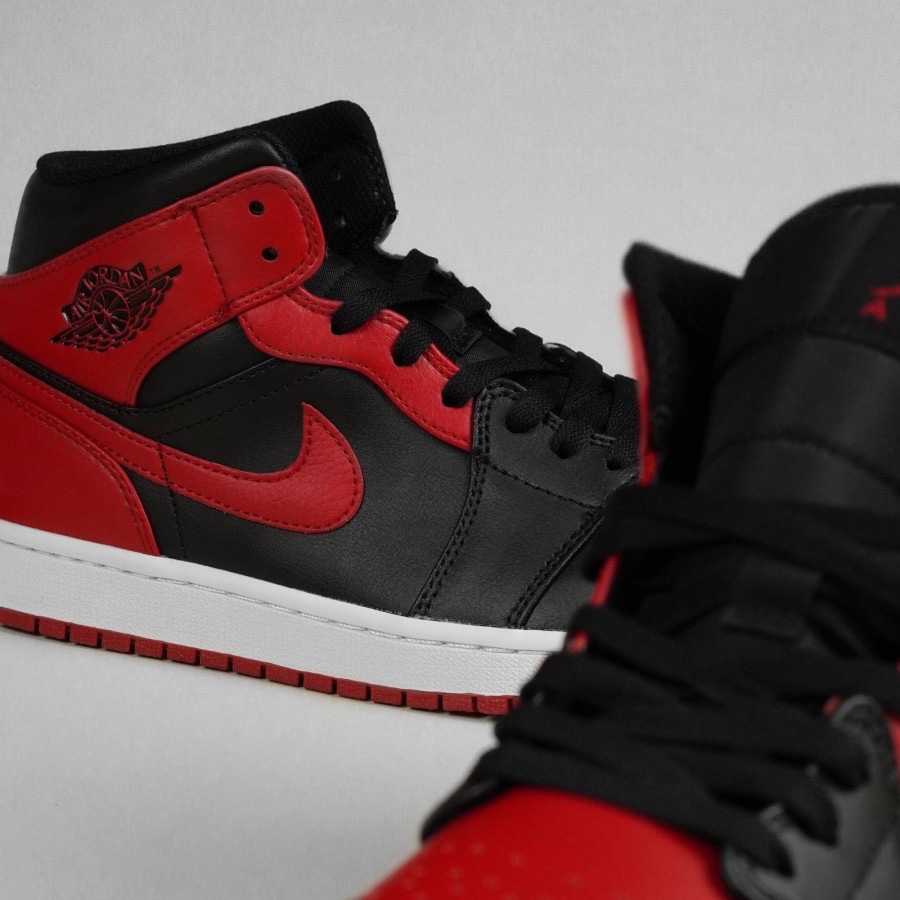 Nike Air Jordan 1 Mid Banned Bred 2020 Black Red White Authentic - Image 2