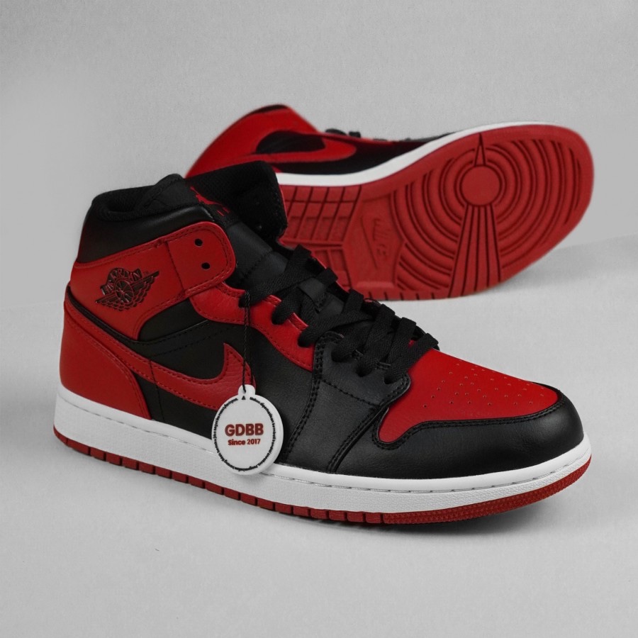 Nike Air Jordan 1 Mid Banned Bred 2020 Black Red White Authentic - Image 4
