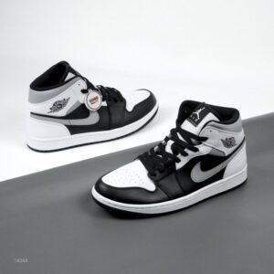 Nike Air Jordan 1 Mid White Shadow Black White Shadow Grey Authentic