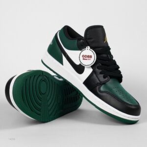 Nike Air Jordan 1 Low Black Green Toe Green Black White Authentic