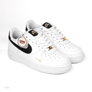 Nike Air Force 1 Low 07 Essentials White Black Gold Mini Swoosh Authentic