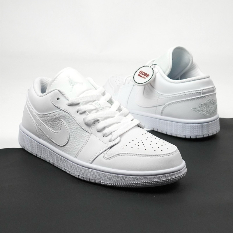 Nike Air Jordan 1 Low Allwhite Pure Platinum Triplewhite Full White Authentic