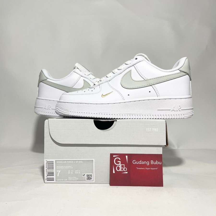 Nike Air Force 1 Low Essentials White Grey Silver Gold Authentic - Image 2