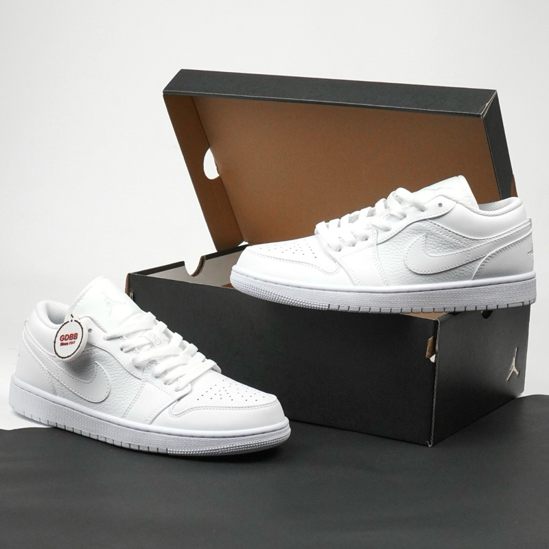 Nike Air Jordan 1 Low Allwhite Pure Platinum Triplewhite Full White Authentic - Image 5