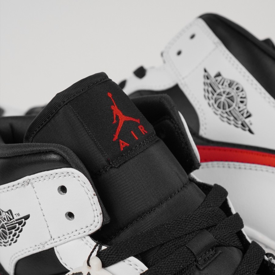 Nike Air Jordan 1 Mid Black Chile Red White Red Swoosh Authentic - Image 2