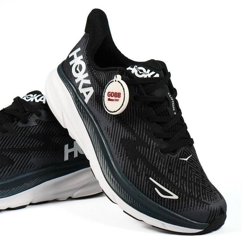 Hoka One One Hoka 1 Clifton 9 Wide Black Coreblack Running Road Authentic - Image 3